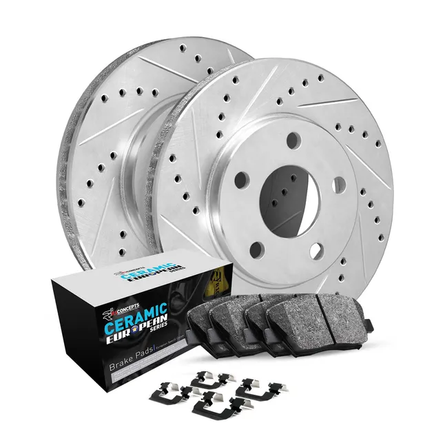 R1 Concepts WGTH1-74058 Brake Rotors - D/S - Silver W/ Euro Ceramic Pads & Hdw